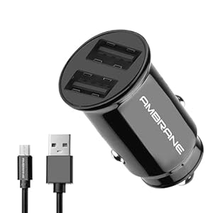 Ambrane 2.4A Dual Port Car Charger for All Smartphones (ACC-56, Black)