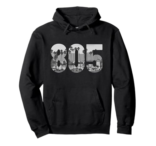 Santa Barbara 805 Area Code Vintage Palms California Pullover Hoodie