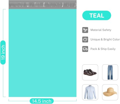 Image of Metronic Poly Mailers 14.5x19 70000 Pack Large Shipping Bags for Clothing Mailing Bags with Strong Self-sealing Adhesive Waterproof and Tear-Proof Poly Bag Bulk in Teal