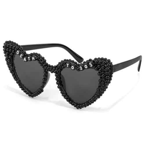 Black Heart-Shaped 30th Birthday Sunglasses for Women, Death to My 20s Decor Dress Outfit, Happy 30th Birthday Decorations
