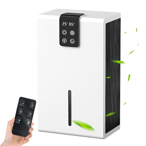 Dehumidifier 2800ML, Dehumidifiers for Home with Remote Control, 2 Modes, Digital Humidity Display, Monitor Humidity and Temperature, Auto Shut, Dehumidifier for Bathroom, Bedroom, RV