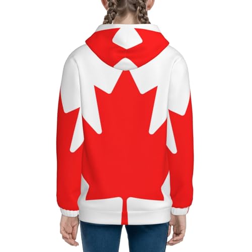 Canadian flag Print Girls Athletic Zip Up Hoodies,Sweatshirts with Pockets Long Sleeve Hooded Jackets, for 7-18 Y4