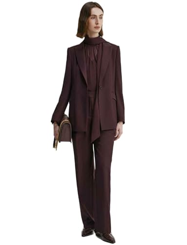 Costume Noël femme avec veste chic à revers en pointe et pantalon fluide Ulnomio