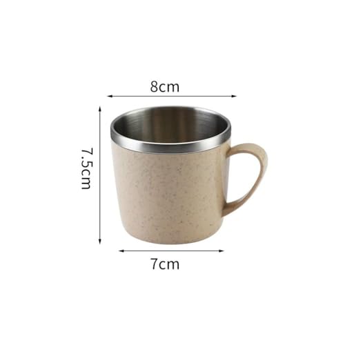 Vaso de café de acero inoxidable y paja de trigo 200 ml miniatura 2