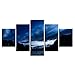 Produktbild Htekgme Kunst Bild 5 Stücke See Berg Natürliche Nachtansicht Poster Modulare Leinwanddrucke Hded Decor Wohnzimmer Wand