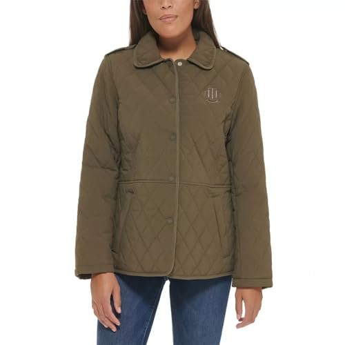 Tommy Hilfiger Ladies' Quilted Jacket, Beige (US, Alpha, X-Large, Regular, Regular, Green)