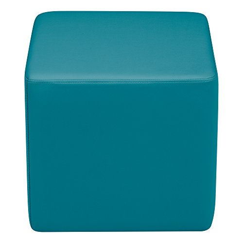 Image of Sprogs 18 inch H Structured Cube Stool -Flexible Modular Collaborative Soft Seating for Office, Home, Lounge and School Classrooms with Durable Frame & Set of 2 inch Casters Add-on -Teal