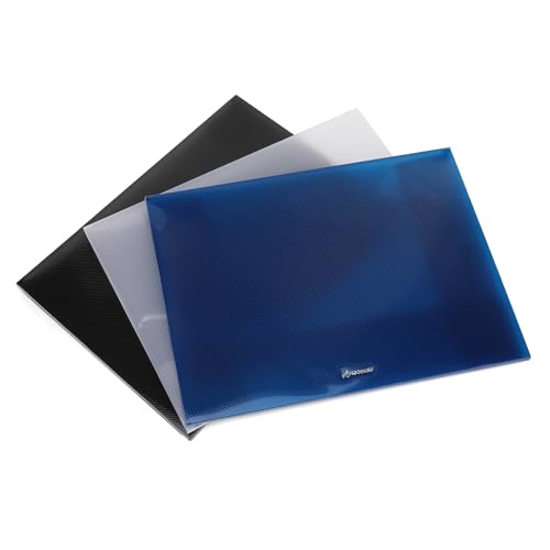 Image of Neomate 3 Pcs A4 Double Pocket Folder | Designer Legal File with Elastic Closure | Multicolor Plastic Document Holder for Storage | Blue, Black & White