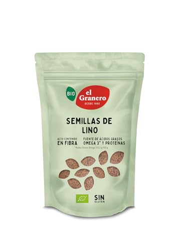 El Granero Integral - Semillas de Lino BIO - 500 Gr - Fuente de Proteínas y Ácidos Grasos Omega-3 - Ricas en Fibra y Antioxidantes - Regulan el Azúcar en la Sangre - Aptas para Veganos