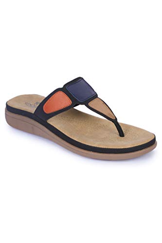 Image of Liberty Senorita M17-03 Casual Slipper for Women - Blue & Cherry | Slip-on /Flats Slippers - Durable and Lightweight | Comfortable and Soft Insole for Everyday Wear - Cushioned Footbed | Home Footwear