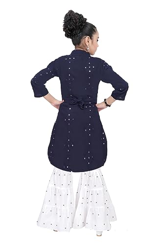 Indian Girls Ethnic Kurta Plazzao Kids Dress Set, Cotton Fabric, Mirror Work, Size 2 Years to 11 Years2