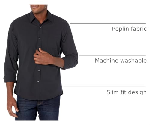 Image of Amazon Essentials Men's Regular-Fit Long-Sleeve Casual Poplin Shirt, Button Front, Business Casual, Collared