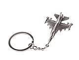 bijouxmodefashion Porte-clés Avion de Chasse, armée de l'air en Acier argenté.