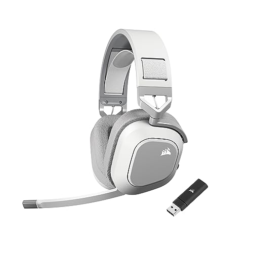 Corsair HS80 MAX Wireless Multiplatform Gaming Headset with Bluetooth – Dolby Atmos – Broadcast Quality Microphone – iCUE Compatible – PC, Mac, PS5, PS4, Mobile – White