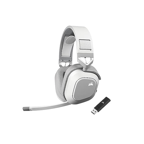 Corsair HS80 MAX Wireless Multiplatform Gaming Headset with Bluetooth – Dolby Atmos – Broadcast Quality Microphone – iCUE Compatible – PC, Mac, PS5, PS4, Mobile – White