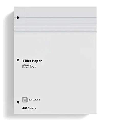 1Intheoffice Loose Leaf Paper College Ruled, Filler Paper 8 1/2" X 11", 400 Sheets (400 Sheets) #TOP4
