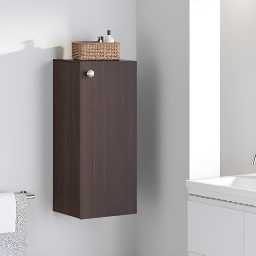 Image of FURNEASER Marbin Modern Engineered Wood Bathroom Storage Cabinet with Door | Wall Mount Utility Organizer for Wash Area, Living Room & Bedroom | Space Saving Multipurpose Unit (Wenge)