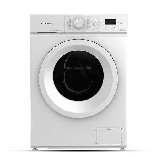 KROME 6Kg 1000 RPM Front Load Washing Machine, LED Display with Universal Motor, 5 Star Energy Efficient, 16 Wash Programs, Temperature Setting,Fully Automatic,5 Year Motor Warranty White - KR-WFL60S
