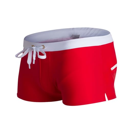 Mens Sexy Briefs Drawstring Square Leg Swim Wear Solid Color Swimsuit Athletic Bathing Suit Swimming Trunks3