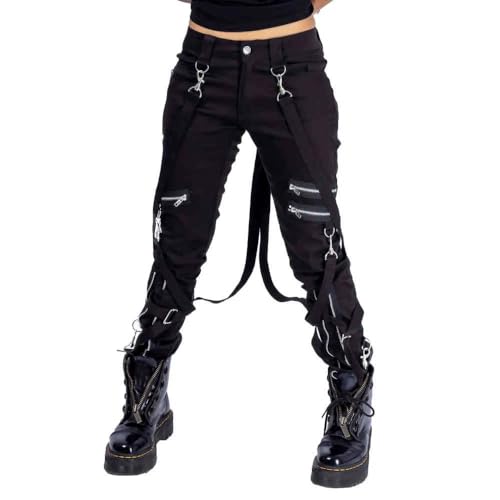 Black Gothic Steampunk Punk Morte Pants Buckle Chain Trousers