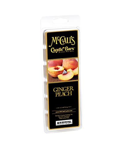 Image of McCall's Candles | Ginger Peach | Scented Wax Melt | Sun-Ripened Peach, Brown Sugar, Ginger & Nutmeg | 6-Piece Break-Apart Bar | 12-24 Hours Per Wedge | Poured in the USA | 5.5 oz