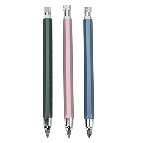 Tissting 3 Piezas De 5,6 Mm Portaminas Portaminas Lápiz Carpintero, Juego De Marcadores De Herramientas De Trazado, Lápiz De Grafito Mecánico Automático Marcador De Metal Redondo(Azul Rosa Verde)