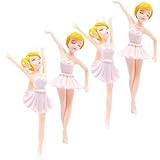TEMPNAP 4 Stück Ballerina Cupcake Topper aus Weißem Pvc als Niedliche Balletttänzerin Figuren für Geburtstagskuchen und Festliche Tischdekoration