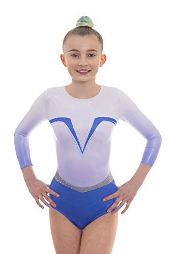 Velocity Dancewear Deluxe Force Long Sleeve Gymnastics Leotards for Girls (Force Blue (Long Sleeve), 11-12 Years) Cover
