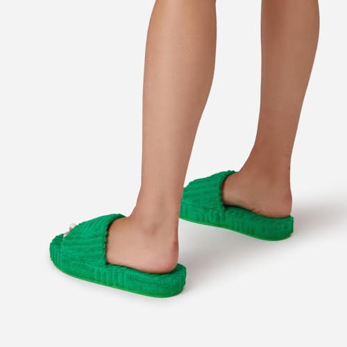 keleimusi Womens Towel Fabric Slipper Thick Sole Round Toe Strap Slide Sandals Shoes3