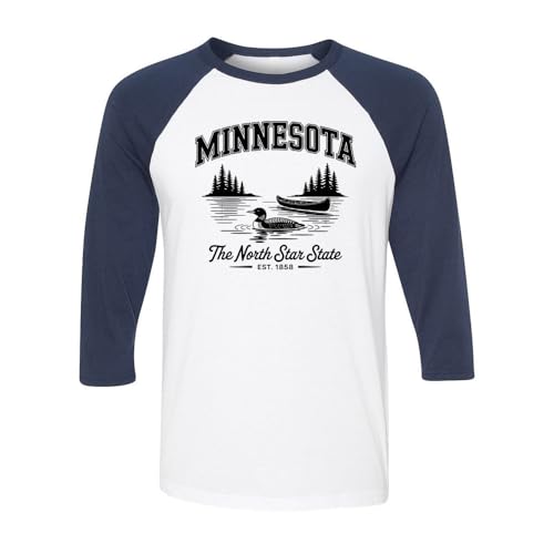 North Star State Minnesota Three-Quarter Raglan Sleeve Baseball Shirt Unisex miniatura 1