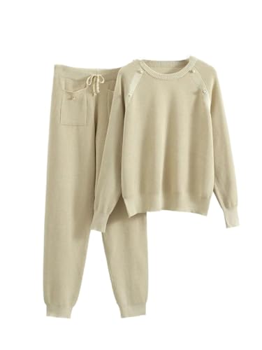 Women's Two-Piece Nail Bead Knitted Sweater Pants Western Style Set