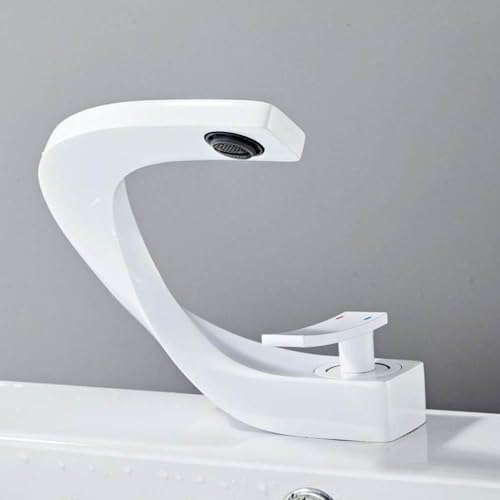 Robinets de lavabo mitigeur de salle de bain laiton anti-corrosion blanc et or