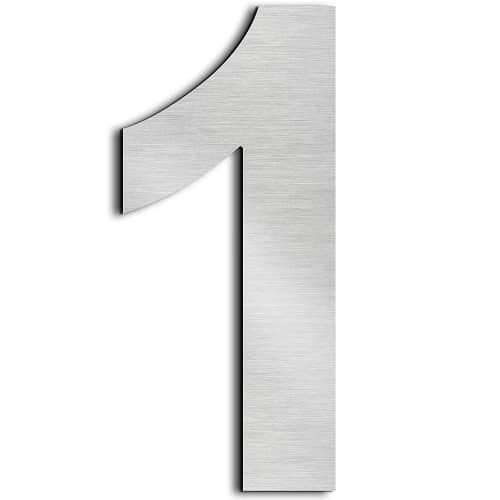 CABLEPELADO - Numero 1 de Metal adhesivo | Acero Inoxidable | Uso en Exterior e Interior | Apto para Paredes, Fachadas, Portales o Puertas | 7.5 cm de altura