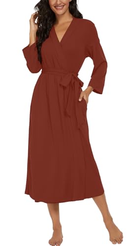 Image of VINTATRE Women Robes Long Knit Bathrobe Lightweight Soft Bath Robe with Pockets