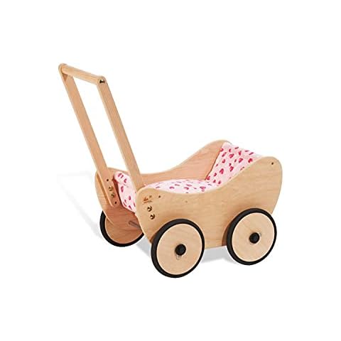 Pinolino Puppenwagen Trixi, aus Holz, inkl. Bettzeug und Bremssystem, Lauflernhilfe mit gummierten Holzrädern Cover