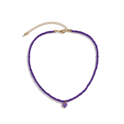 Collier de perles tendance bijoux filles pendentif cœur d'amour été