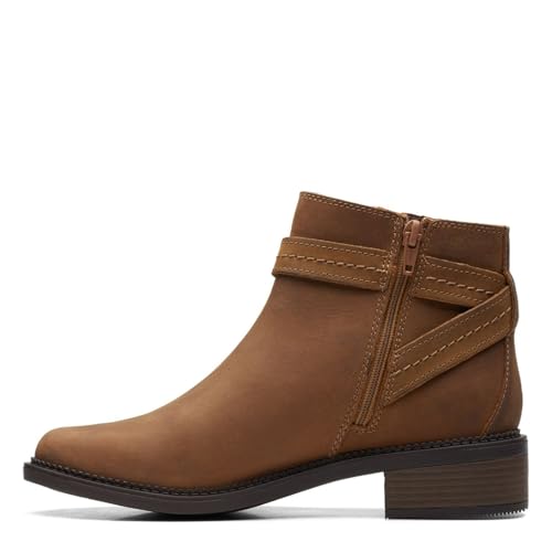 Clarks Clarks Women's Maye Strap Ankle Boot, Dark Tan Leather, 5.5 Medium US