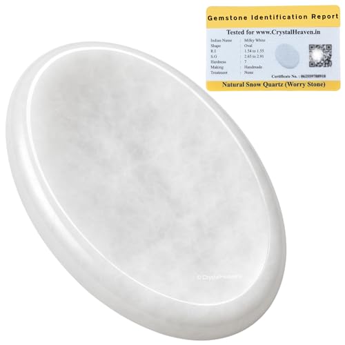 Image of Certified Snow Quartz Crystal Thumb Worry Pebbles Stones for Anxiety Stress Relief Massage - AAA Grade Original Healing Gemstone Agate Rubbing Stone for Yoga Meditation Spiritual Reiki Feng Shui