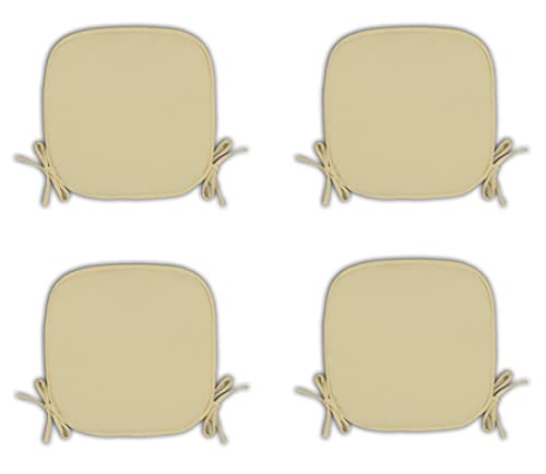 Dazzle Collection Chair Seat Pads for Home Dining Room Kitchen Office Garden Patio Chairpads Extra Soft Cushion with Tie 38x38cm (Beige, 4)