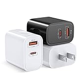 USB C Wall Charger, Excgood 20W Dual Port PD Charger + QC Type C Fast Charging Block Compatible with iPhone 14 13 Pro Max/12/11/XR/Pad/AirPods Pro, Galaxy S21/Note20/S9/S8,Pixel (3Pack,Black&White)