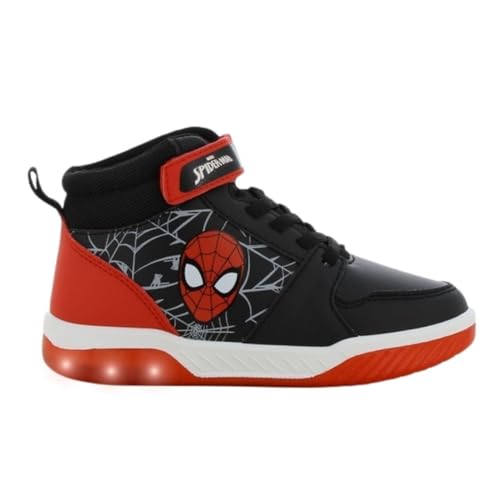 Leomil Spiderman Baskets Garçon Lumineuses Chaussure Enfant 26, Idéal pour l'école et Les Loisirs, Noir