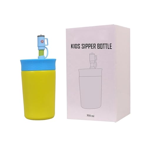 Image of Toddler Water Bottle with Straw, Kids Sipper Cup BPA Free Leak Resistant Drinking Bottle for Preschool, Daycare, Travel & Everyday Use (Green, 350 ml)