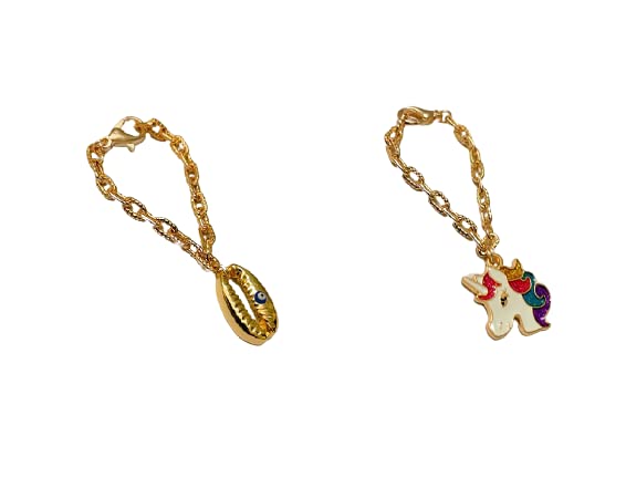 Morel Sturdy Rose Gold Watch Charm of Evil Eye Shell and Unicorn Face Pendant, Watch Charm, Watch Accessories, Giftable for Wife, Sister or Friends Pack of 2 (B09ZGXP81X) Amazon Price History, Amazon Price Tracker