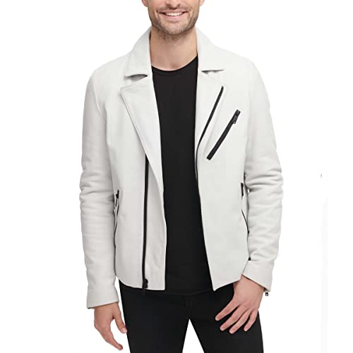 Image of DKNY Men's Genuine Leather Motorcycle Jacket