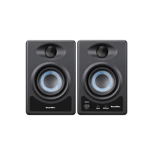 Image of StudioMan MS3 2-Way Near Field Active Studio Monitor Speaker for Hi-Fi Audio,Desktop Computer,Near Field Music Production,3.5-Inch, 50W,Black,Pair
