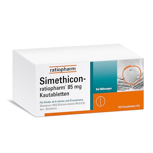 Simethicon-ratiopharm 85 mg Kautabletten: Helfen effektiv bei Blähungen und einem unangenehmen Völlegefühl 100 Kautabletten