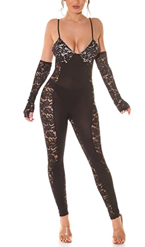 Body à bretelles en dentelle transparent noir col en V et dos nu plongeant ajustable