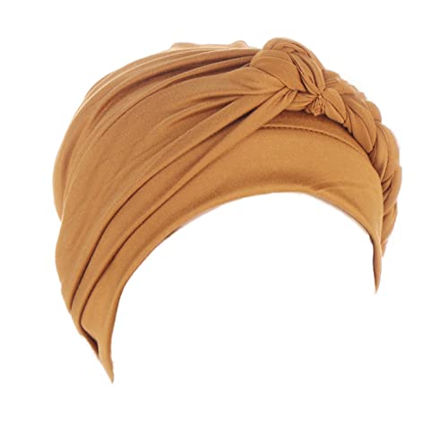 Turban Africain Femme Écharpe de Tête Turban Chapeaux Bonnet Pré-noué Tresse Torsadée Bandana Foulard Chimio Cancer Casquette de Perte de Cheveux (F)