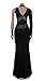 Aro Lora Womens Sexy One Sleeve V Neck Back Glitter Rhinestones Sheer Mesh Evening Club Bodycon Maxi Dress Large Black
