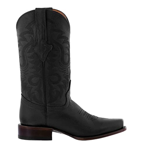 Texas Legacy Mens Black Western Leather Cowboy Boots Rodeo Wear Square Toe3